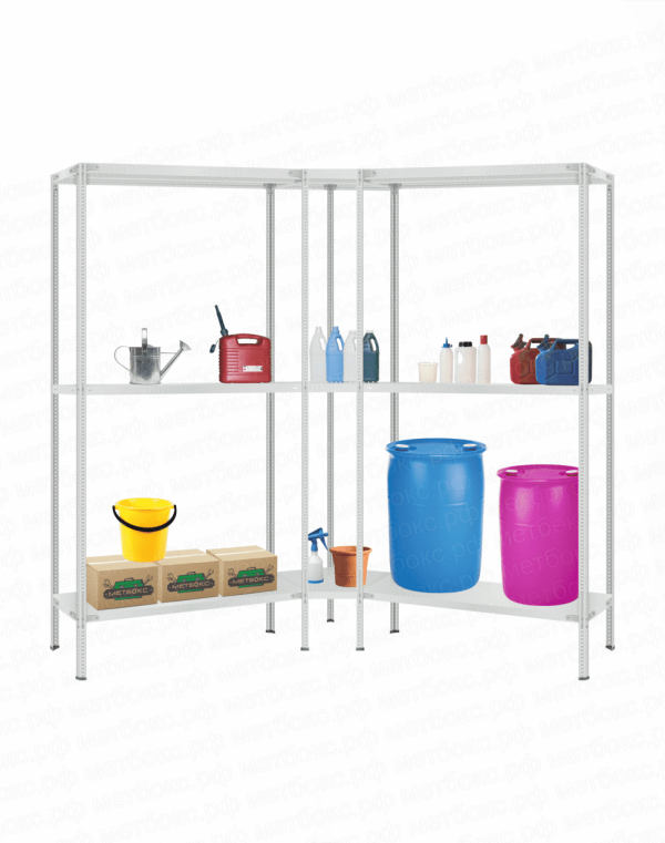 Стеллаж угловой 2000х1500х1500 (3 яруса глубиной 300мм)